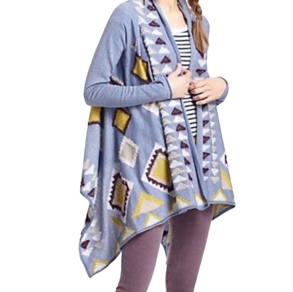 Anthropologie Fiets Voor 2 Southwestern Fuzzy Blanket Open Cardigan SZ XS - Picture 9 of 9